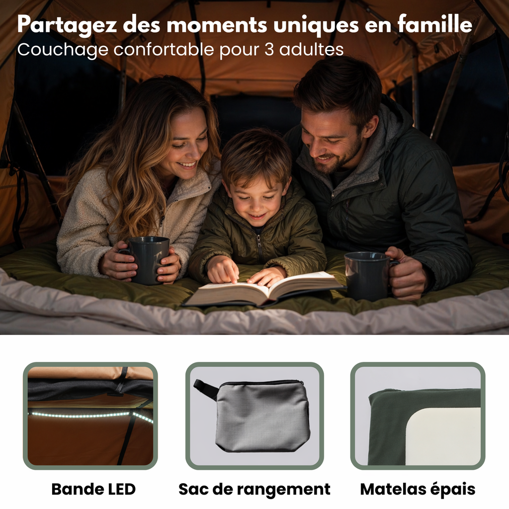 Tente de Toit 3 Places pour Voiture – Format Standard