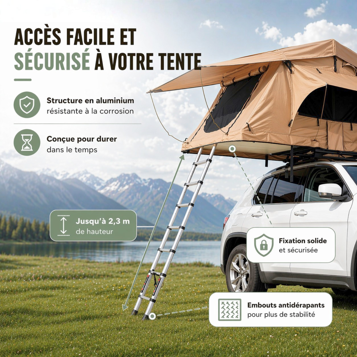 Tente de Toit 3 Places pour Voiture – Format Standard