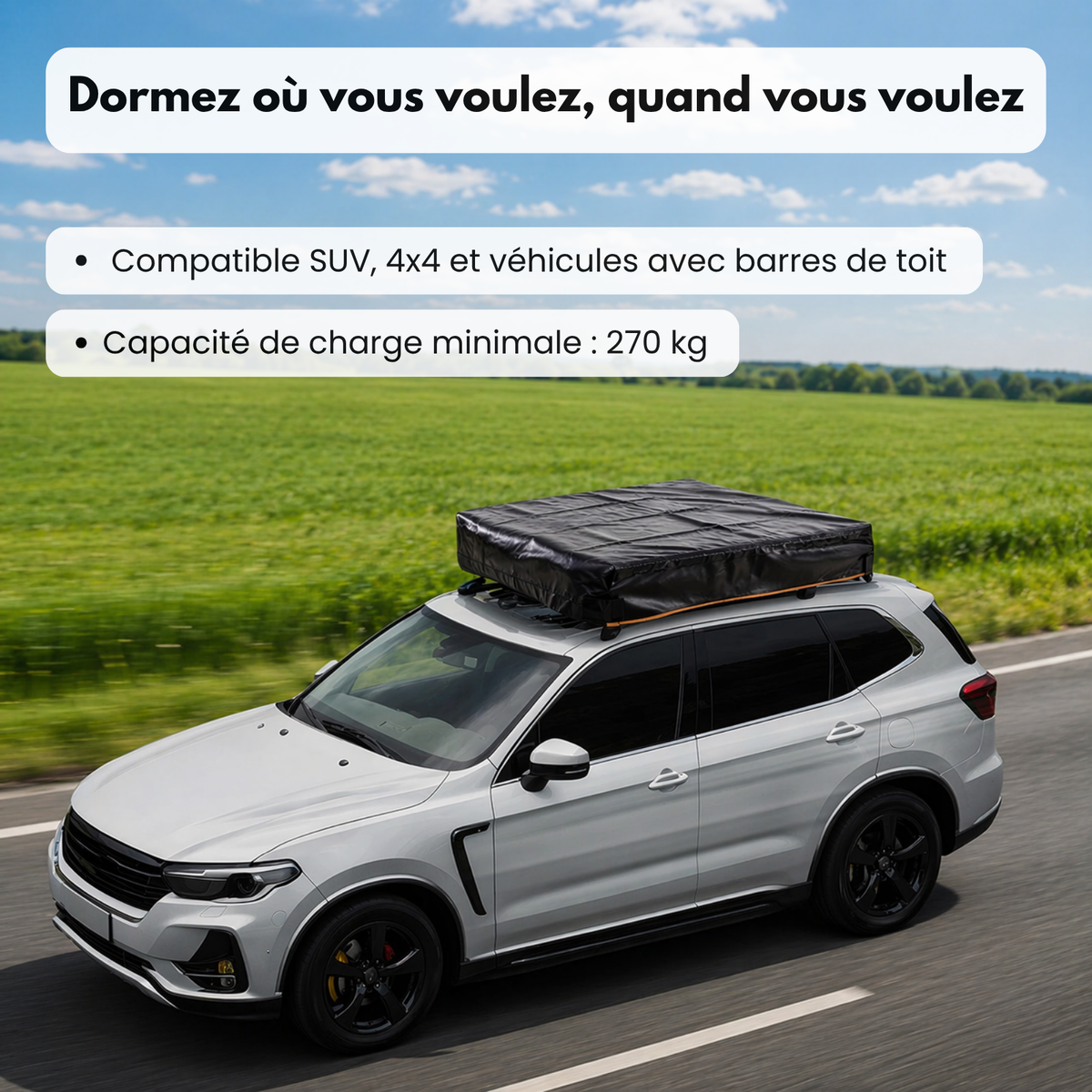 Tente de Toit 3 Places pour Voiture – Format Standard