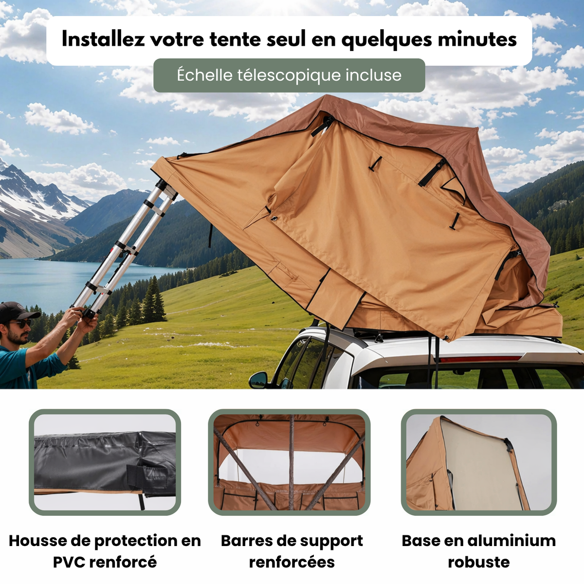 Tente de Toit 4 Places pour Voiture – Format XL