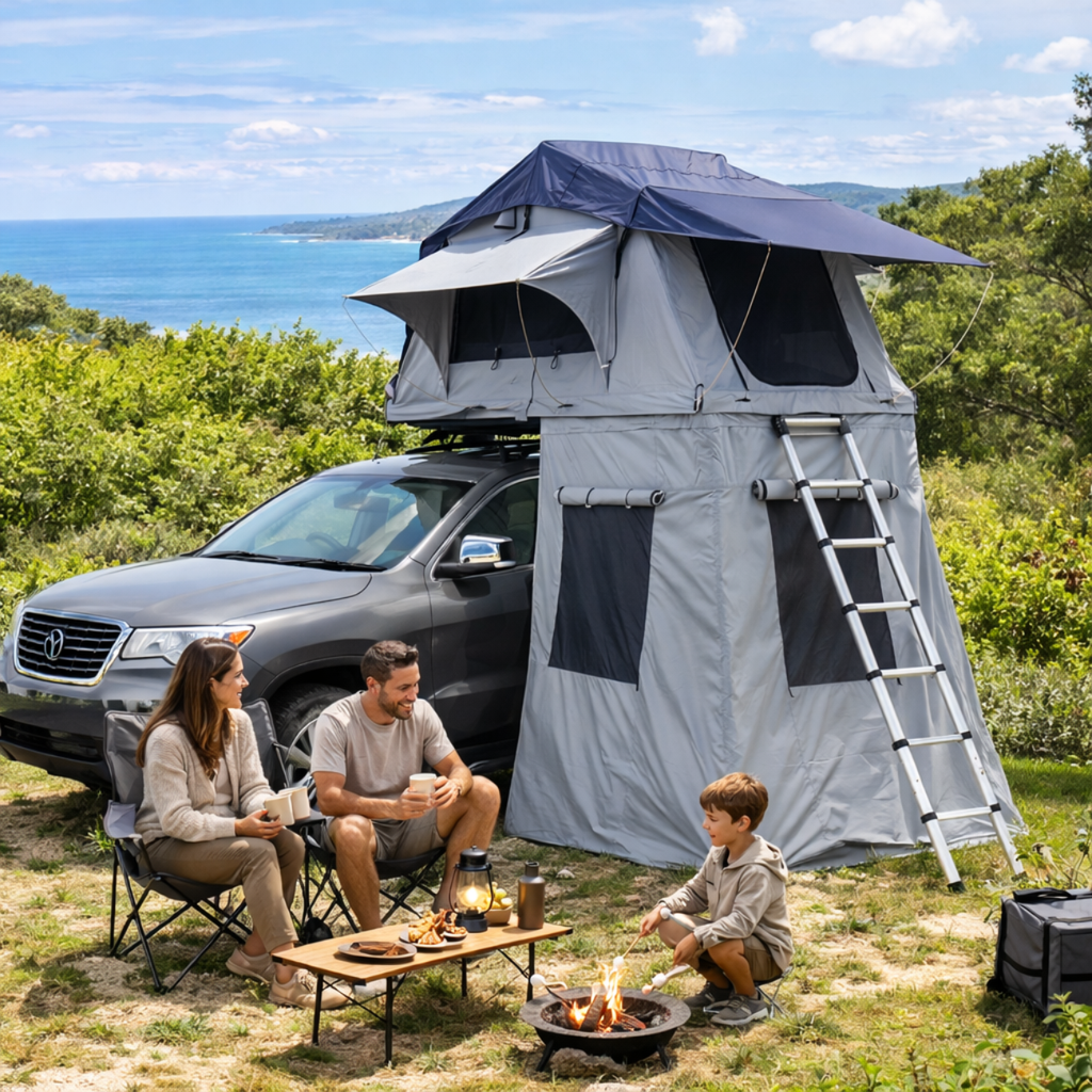 Tente de Toit Extensible 3 Places pour Voiture – Gris
