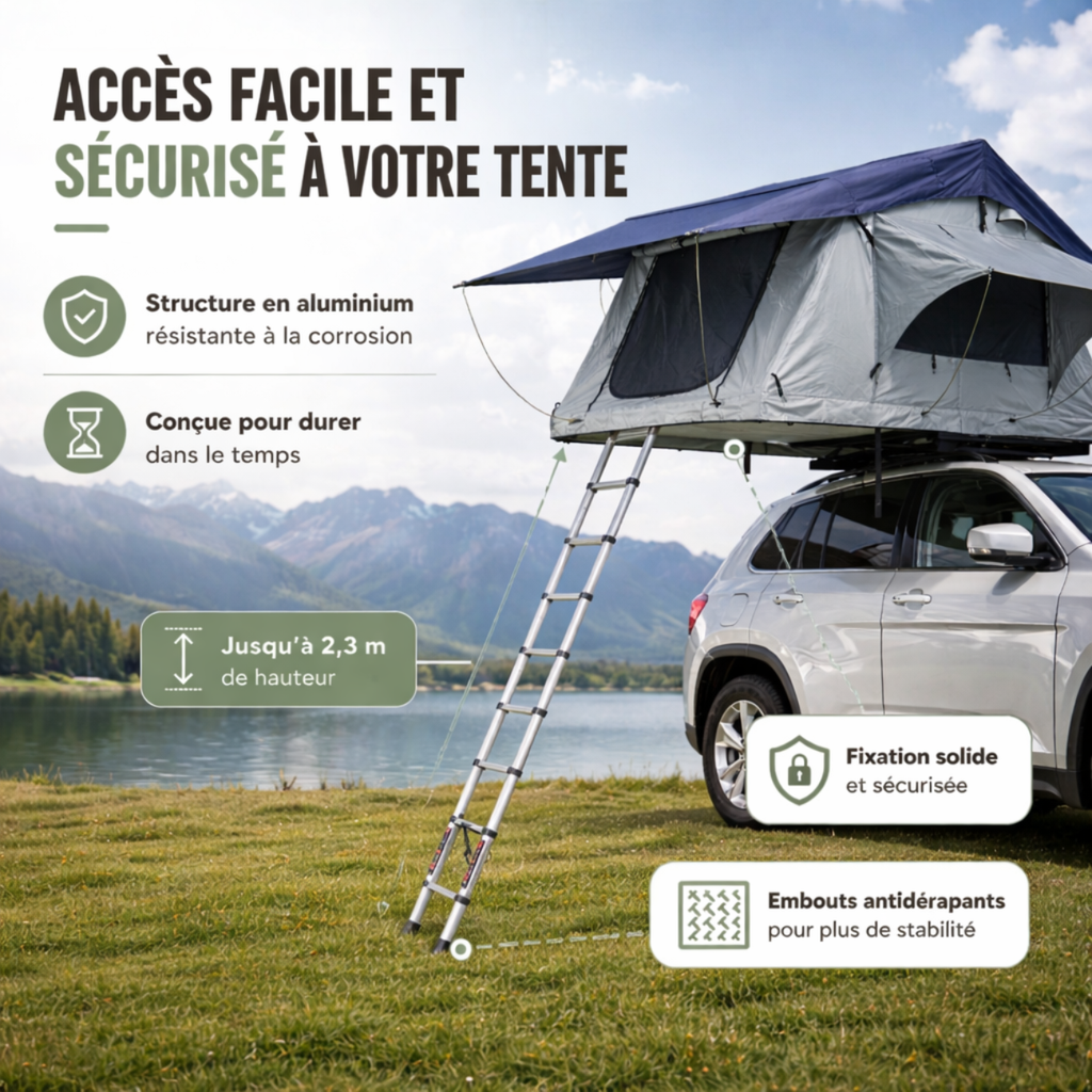 Tente de Toit Extensible 3 Places pour Voiture – Gris