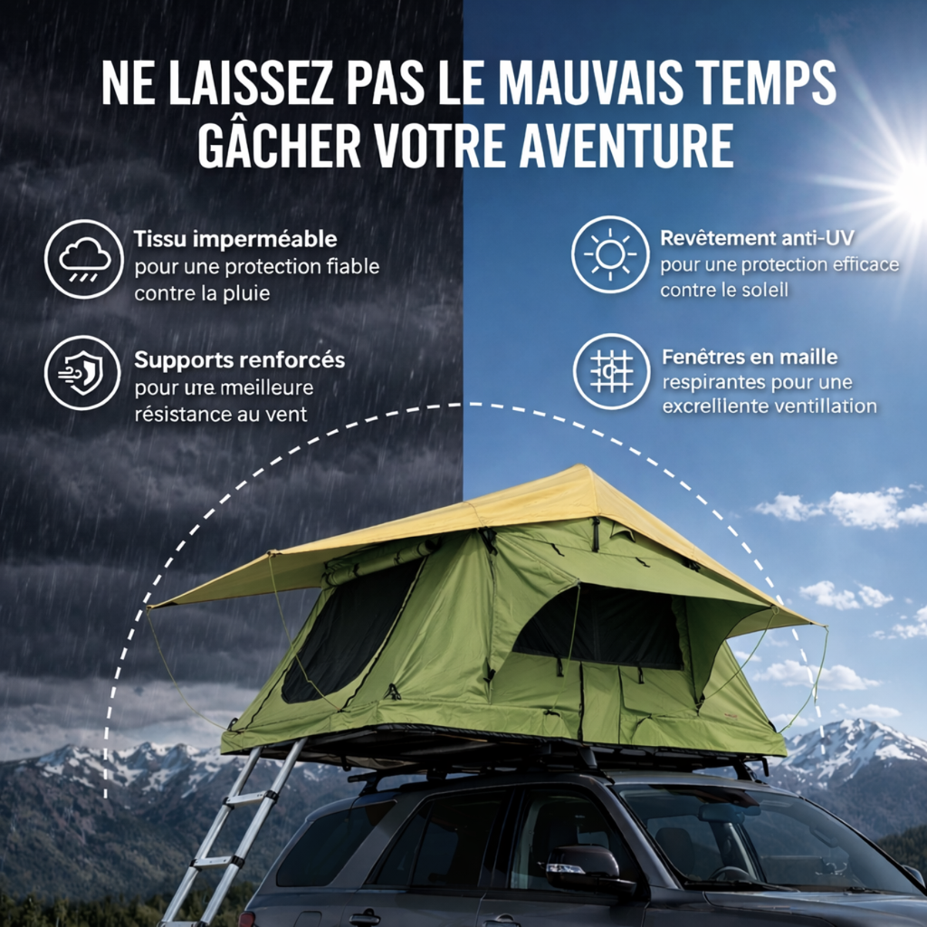 Tente de Toit Extensible 3 Places pour Voiture – Vert