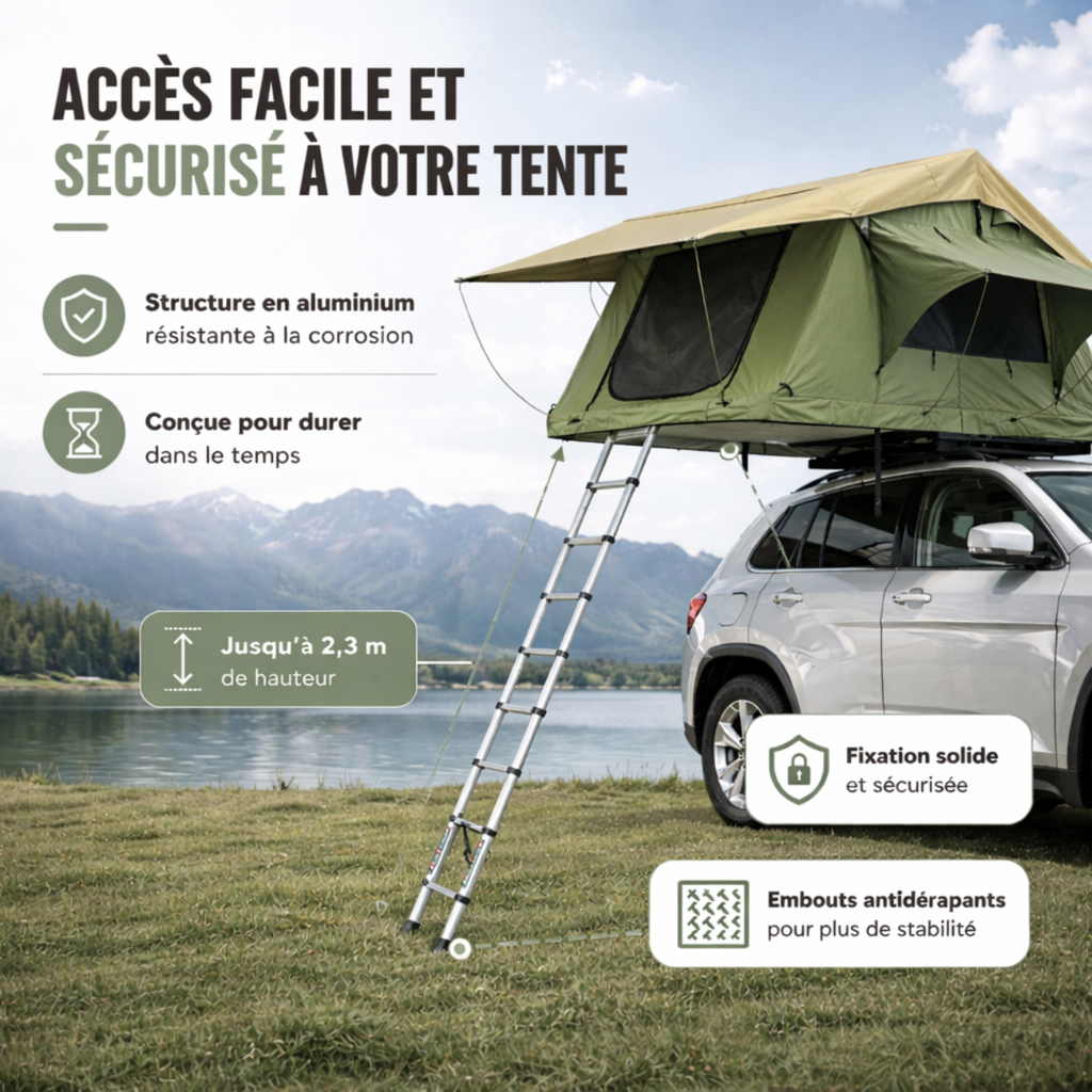 Tente de Toit Extensible 3 Places pour Voiture – Vert