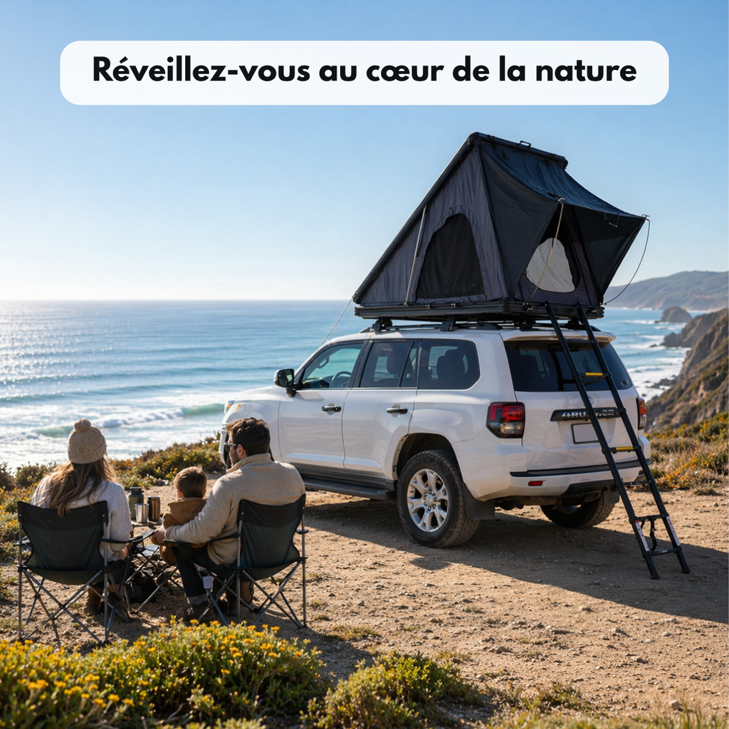 Tente de Toit Rigide 2–3 Places pour Voiture - Format compact