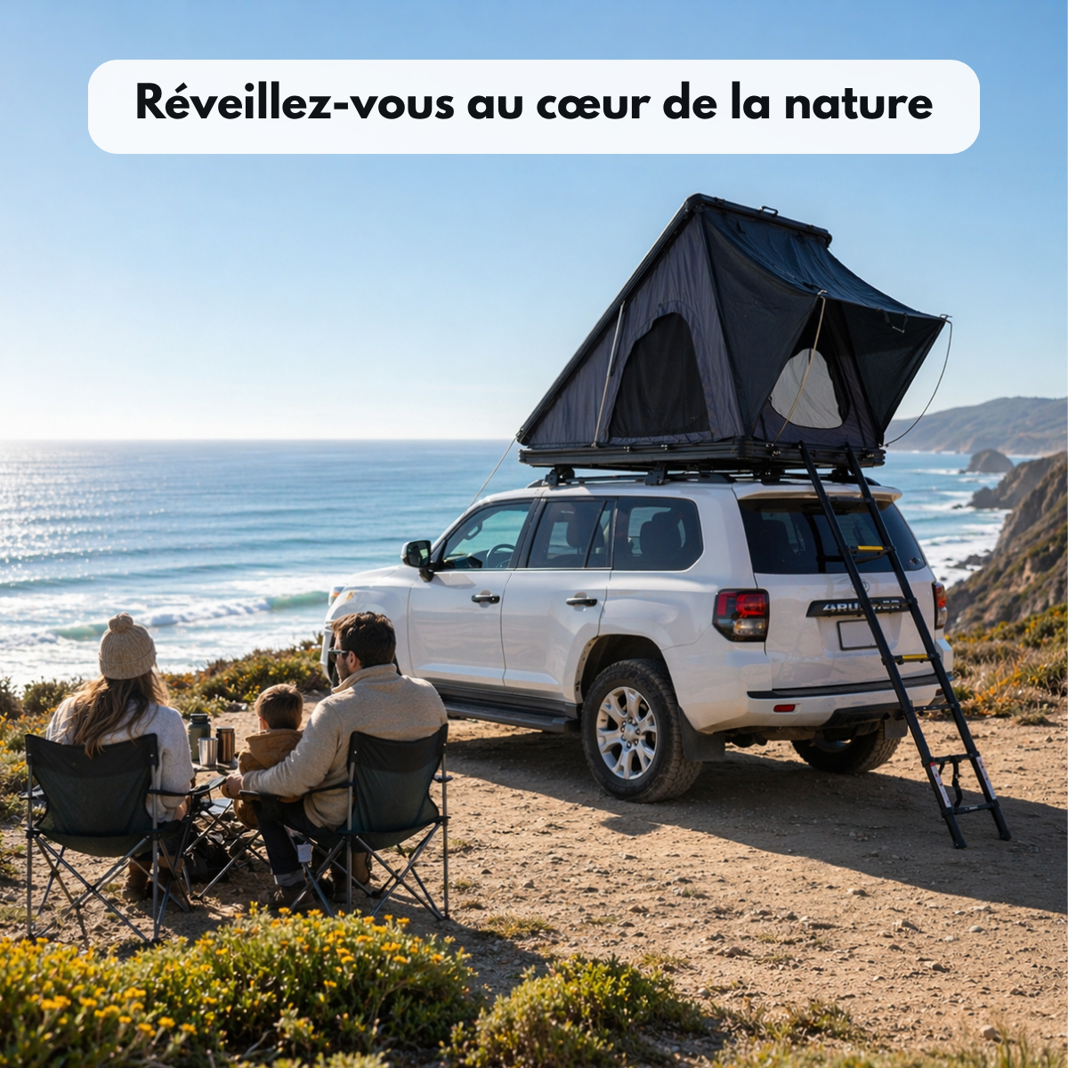 Tente de Toit Rigide 2–3 Places pour Voiture - Format compact