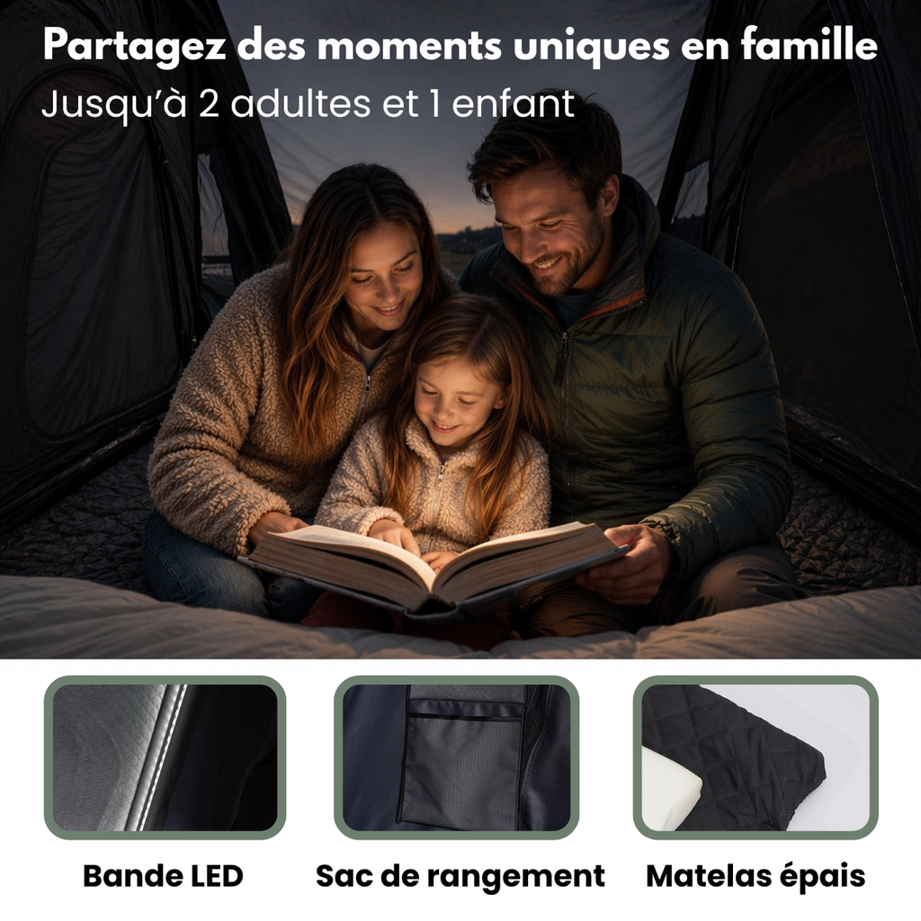 Tente de Toit Rigide 2–3 Places pour Voiture - Format compact