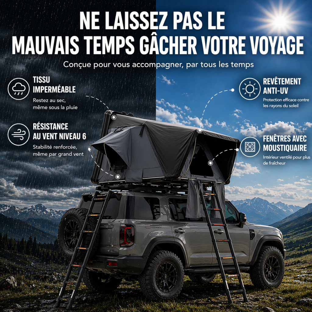 Tente de Toit Rigide 2–3 Places pour Voiture - Format standard