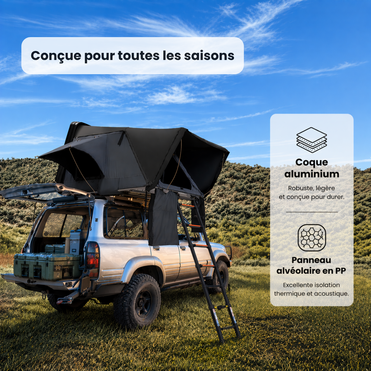 Tente de Toit Rigide 2–3 Places pour Voiture - Format standard