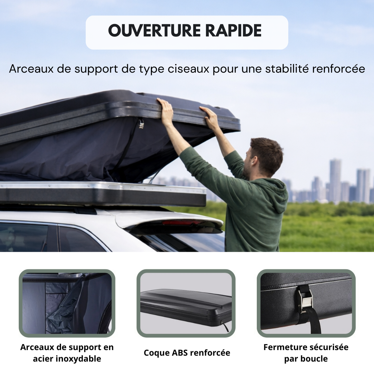 Tente de Toit Rigide 2–3 Places pour Voiture
