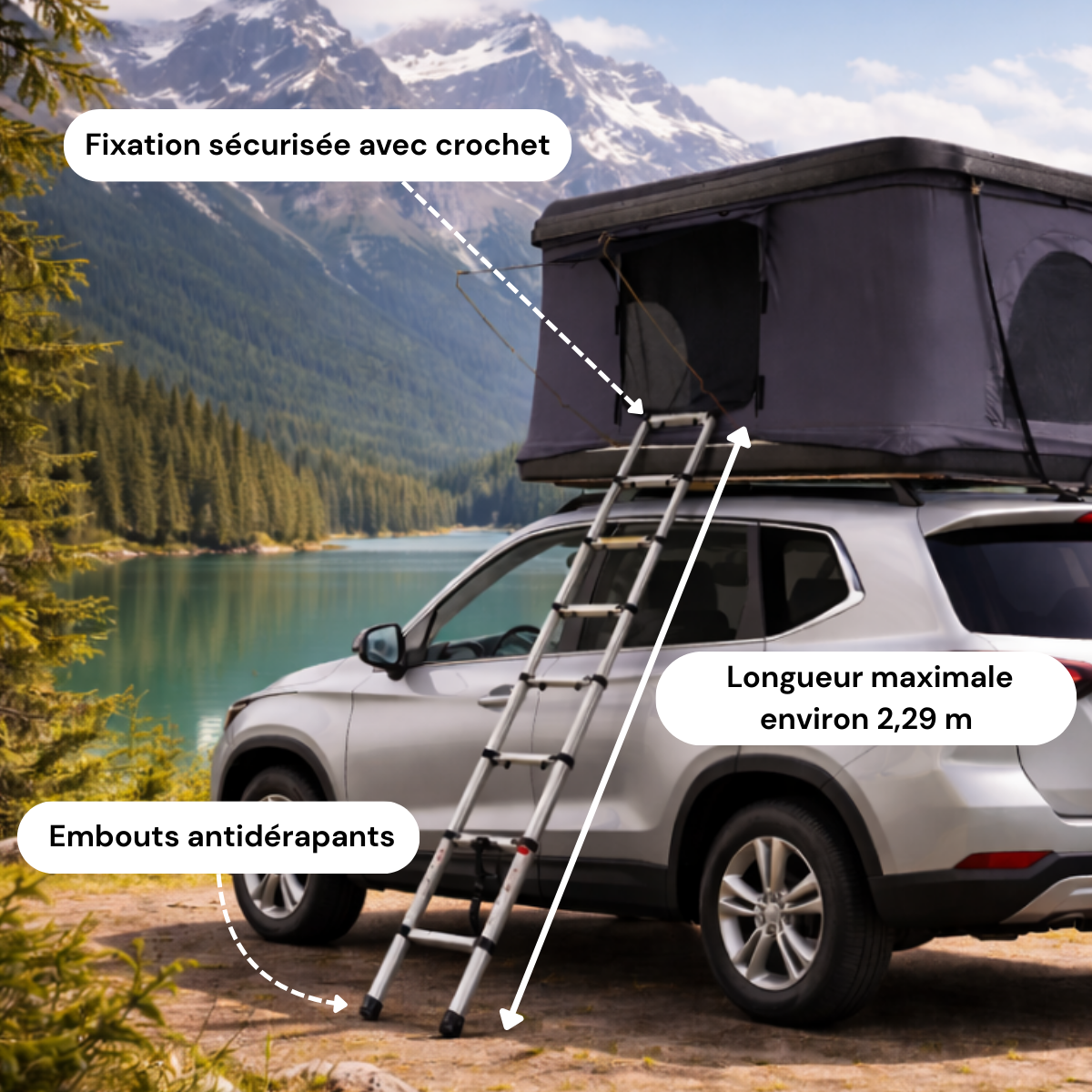 Tente de Toit Rigide 2–3 Places pour Voiture